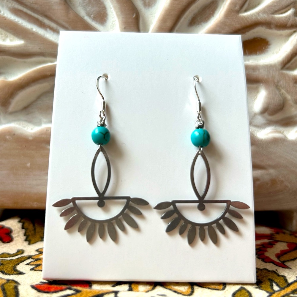 Handmade Geometric Boho Earrings -  1.5” Drop - New